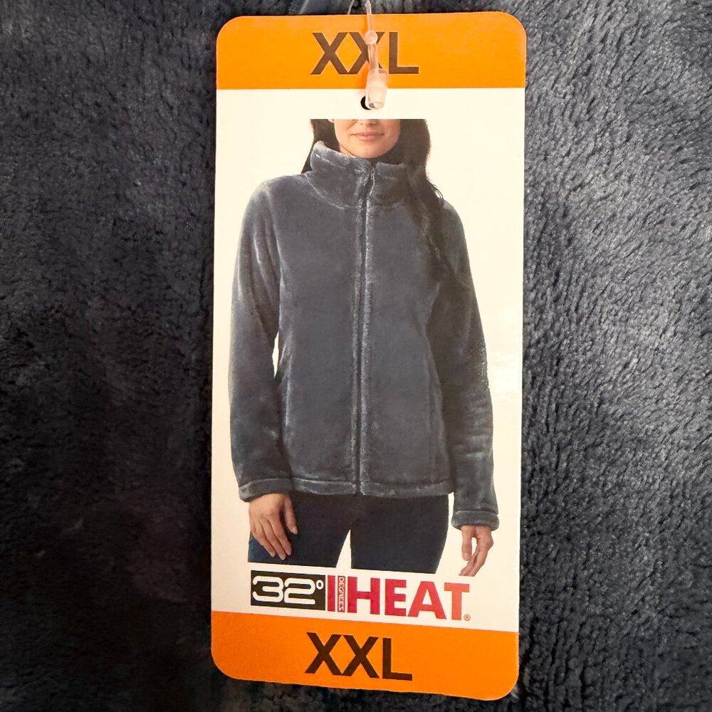 32 Degrees Women's Plush Jacket Size XXL Blue Full Zip Super Soft Lightweight - Picture 8 of 14